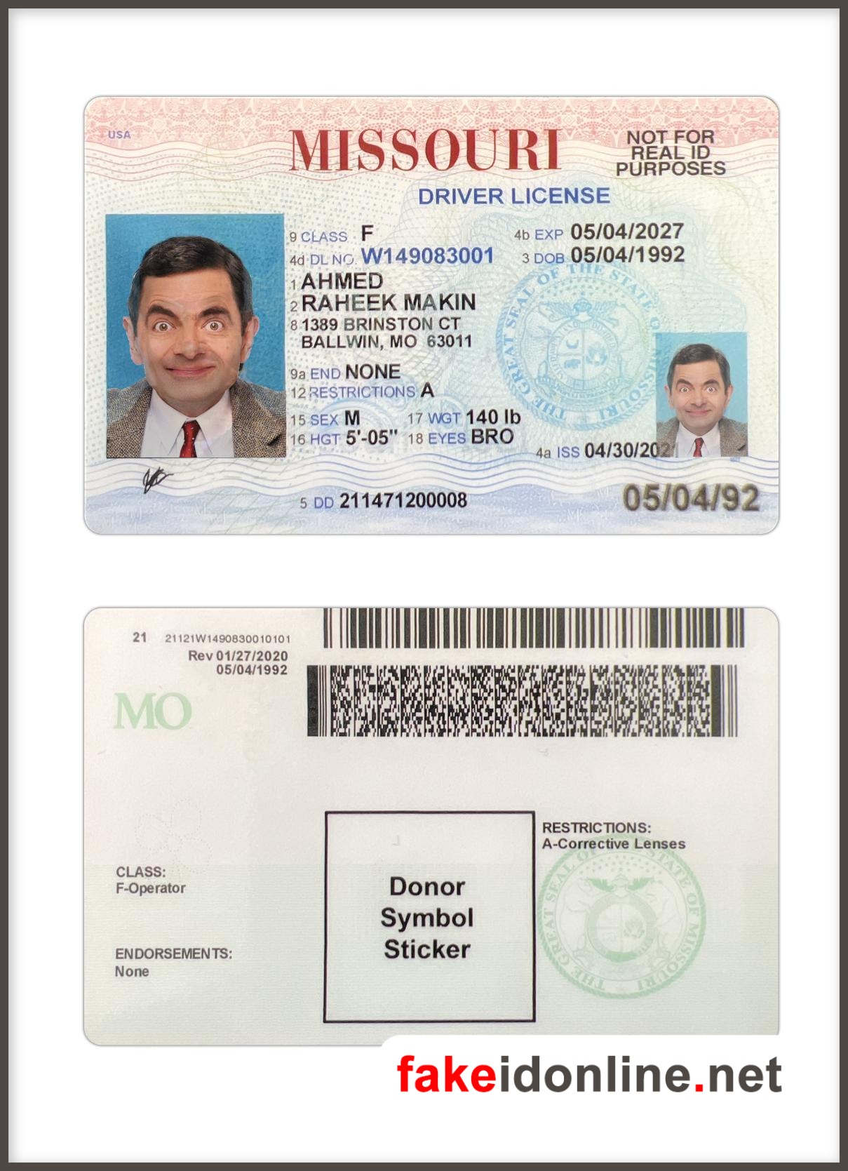 Missouri Driver License PSD Template
